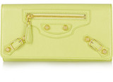 Yellow textured-leather (Lamb)- Snap-fastening front flap