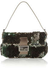 Fendi Baguette paillette and bead-embellished silk shoulder bag