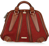 Burberry Shoes & Accessories Leather-trimmed suede bowling bag