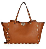 VALENTINO Leather Rockstud Tote with Shoulder Strap