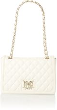 Love Moschino White medium flapover quilted shoulder bag, White