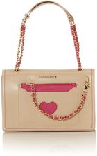 Love Moschino Medium pink and white cut out flapover bag, Multi-Coloured