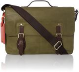 Ted Baker Contrast leather messenger bag, Olive