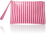 Lulu Guinness Pink small stripe pouchette, Multi-Coloured