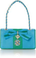Love Moschino Small green and blue flapover shoulder bag, Multi-Coloured