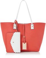 Dune Dallop scalloped detail reversible shopper bag, Coral