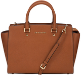 MICHAEL Michael Kors Selma Leather Large Tote Handbag Tan