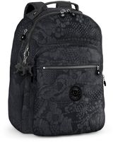 Kipling Clas seoul large backpack, Black &amp; Tropical