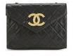 Chanel Women&#39;s Quilted Lambskin Leather Shoulder Pochette Bag - Large CC Logo - Black
