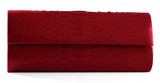 Mel Boteri MTO Glazed Cherry Red Python Leather &#39;Aarti&#39; Cocktail Clutch (SILVER HARDWARE)