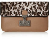 Marc Jacobs Safari leather and leopard-print calf hair clutch