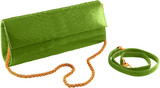 Mel Boteri MTO Glazed Lime Green Python Leather &#39;Aarti&#39; Cocktail Clutch (GOLD HARDWARE)