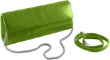 Mel Boteri MTO Glazed Lime Green Python Leather &#39;Aarti&#39; Cocktail Clutch (SILVER HARDWARE)