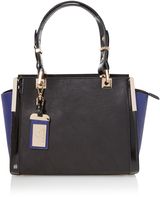 Juno Black and purple medium colour block tote bag, Multi-Coloured