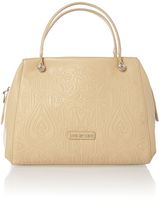 Love Moschino Beige gothic embossed cross body tote bag, Neutral