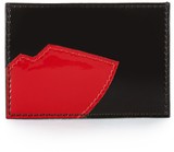 Black patent card holder with red lip detail Three slots on ba...