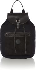 DKNY Black quilted mixed media backpack, Black