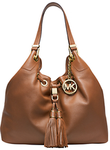 MICHAEL Michael Kors Camden Large Drawstring Leather Shoulder Bag, Luggage