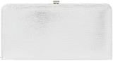 Dune Bibi Slim Metallic Hard Case Clutch Bag, Silver