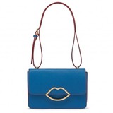 Lulu Guinness Air Force Blue Crosshatched Leather Small Edie