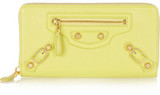 Yellow textured-leather (Lamb)- Zip fastening along top and sides