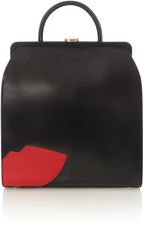 Lulu Guinness Abstract lips eva black large backpack, Black