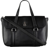 Tula Nappa Originals Medium Flapover Leather Grab Bag Black