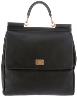 Black deer skin bag from Dolce & Gabbana featuring a flap desi...