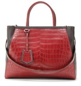 Fendi 2jours Leather Tote With Crocodile Accent