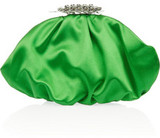 - Yves Saint Laurent emerald clutch- Silk-satin- Silver frame-...