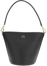 Black calf leather tote bag from Dolce & Gabbana featuring a d...