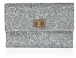 ANYA HINDMARCH Silver Glitter Fabric Valorie Clutch