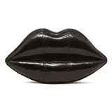 Lulu Guinness Black Snakeskin Lips Clutch