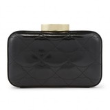 Lulu Guinness Black Quilted Lips Patent Fifi Clutch